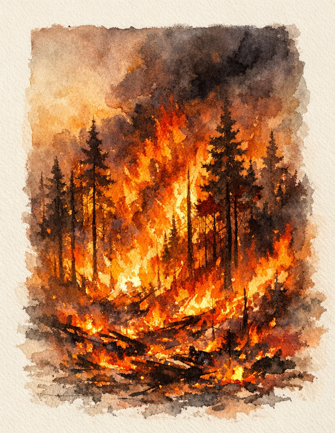 In the fire — something hit you